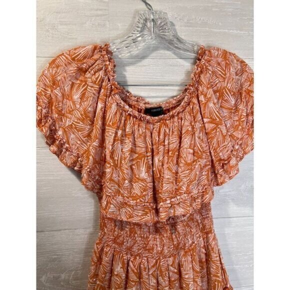 Forever 21 Women's Off-the-Shoulder Flounce Layer Tiered Mini Dress - Picture 9 of 9